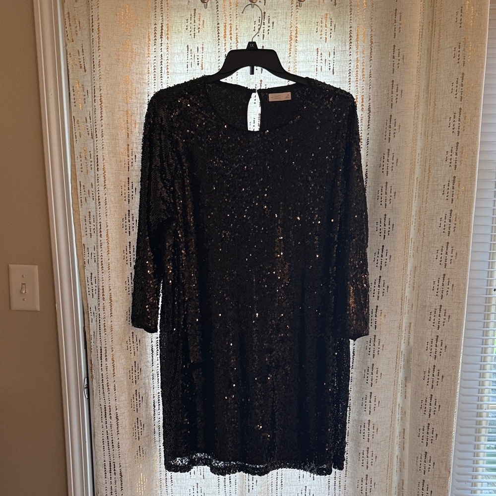 LC Lauren Conrad Black Sequin Long Sleeve Dress